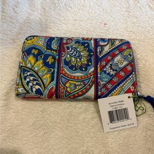 Vera Bradley Blue Multi Marina Paisley Accordion Wallet